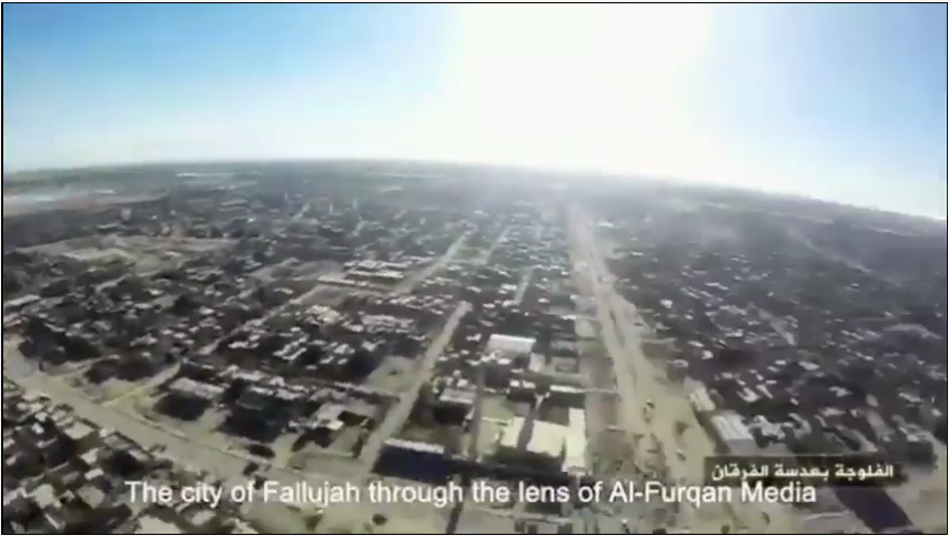Still captured from an ISIS documentary with footage shot from a UAS over the Iraqi city of Fallujah(nytimes.com)