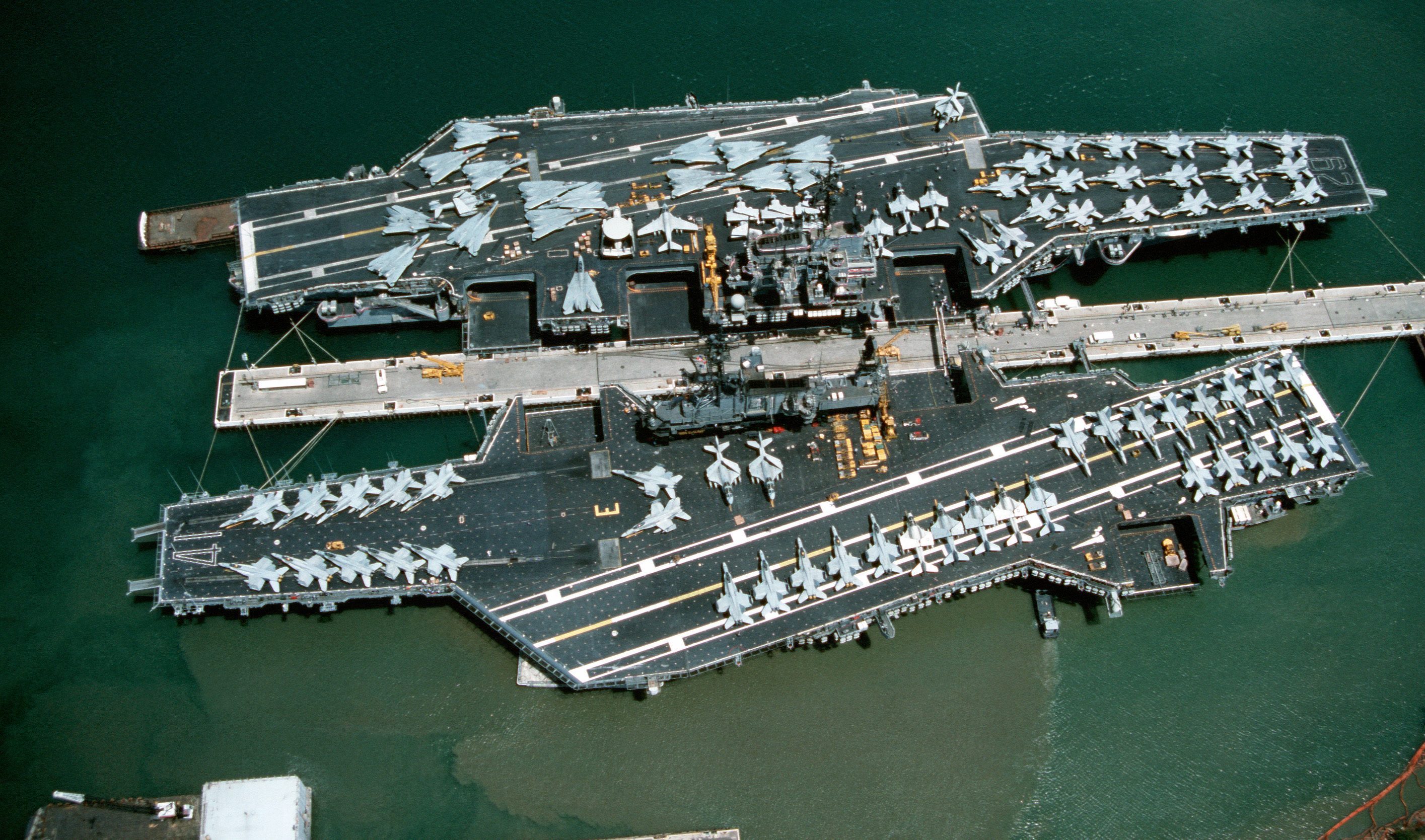 2 USN Super Aircraft Carriers docked side by side at Pearl Harbour.  (672x372) : rMilitaryPorn