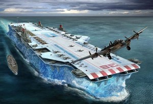 Churchill asks, "Why make a battleship when you can build a carrier out of a glacier?"