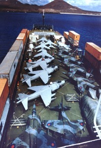 The SS Atlantic Conveyor became an unorthodox aircraft carrier during the Falklands War 
