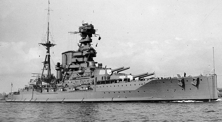 HMS BARHAM, a QUEEN ELIZABETH class Battleship, one of the Royal Navy's first oil-powered ships