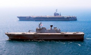 The ROKS Dokdo and USS George Washington on exercise together. 