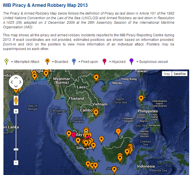 Attacks and attempts in 2013: South Asia and Southeast Asia. Source: IMB.