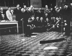 Wargaming at the U.S. Naval War College in Pringle Hall, circa 1947