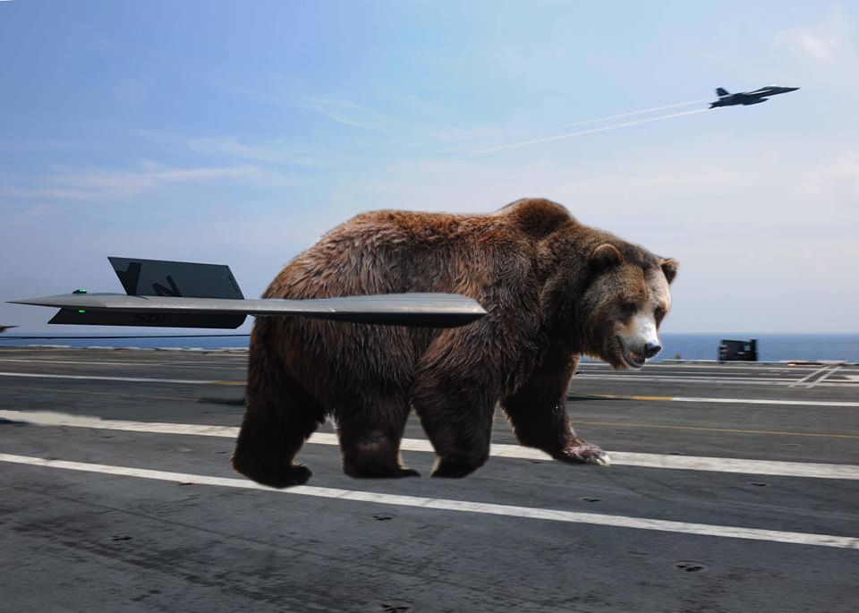 Prototype B3AR5 conducting flight-deck tests during sea trial.