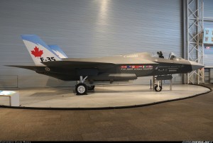 A mock up of he Canadian variant of Lockheed Martin's F-35 Lightning II.