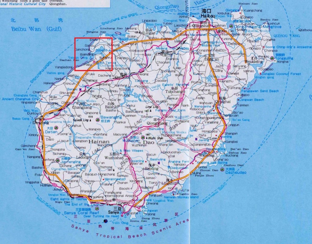 Exhibit 2: Map of Hainan Province—Danzhou Militia’s Homeport Baimajing Located in Red Box. Image Credit: China Maps