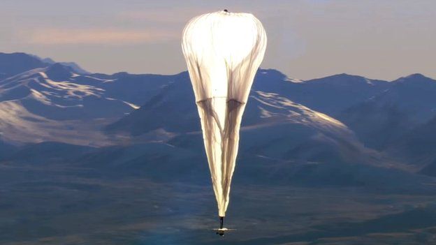 A Google Project Loon internet balloon in flight. Photo credit: Google.