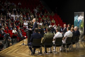 Prime Minister of Australia, the Hon Malcolm Turnbull MP, launches the 2016 Defence White Paper at the Australian Defence Force Academy (ADFA) in Canberra. *** Local Caption *** On 25 February 2016, the Prime Minister, The Hon Malcolm Turnbull, MP, and the Minister for Defence, Senator The Hon Marise Payne released the 2016 Defence White Paper, the Integrated Investment Program and the Defence Industry Policy Statement. Together, these three documents set out the Government's direction to Defence to guide our strategy, capability, and organisational and budget planning.