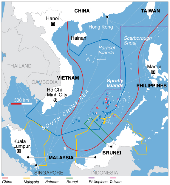  A map showing territorial claims in the South China Sea (Source: VOA News)