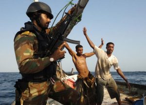 The Indian Navy conducting counter-piracy operations in the Gulf of Aden