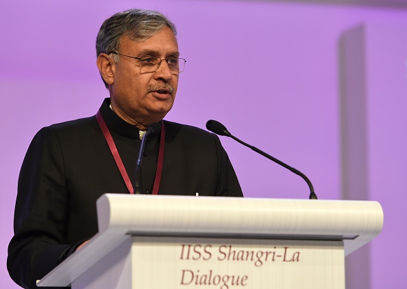 India Minister of State Defense Rao Inderjit Singh speaks during the plenary session at the 14th Asia Security Summit, the International Institute for Strategic Studies (IISS) Shangri-La Dialogue 2015 in Singapore on May 30, 2015. The United States on May 30 called for an "immediate and lasting halt" to reclamation works in disputed waters in the South China Sea, saying Beijing's behaviour in the area was "out of step" with international norms. AFP PHOTO / ROSLAN RAHMAN (Photo credit should read ROSLAN RAHMAN/AFP/Getty Images)