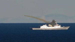 A Naval Strike Missile (NSM) anti-ship missile is launched from HNoMS Roald Amundsen (Picture: Royal Norwegian Navy)