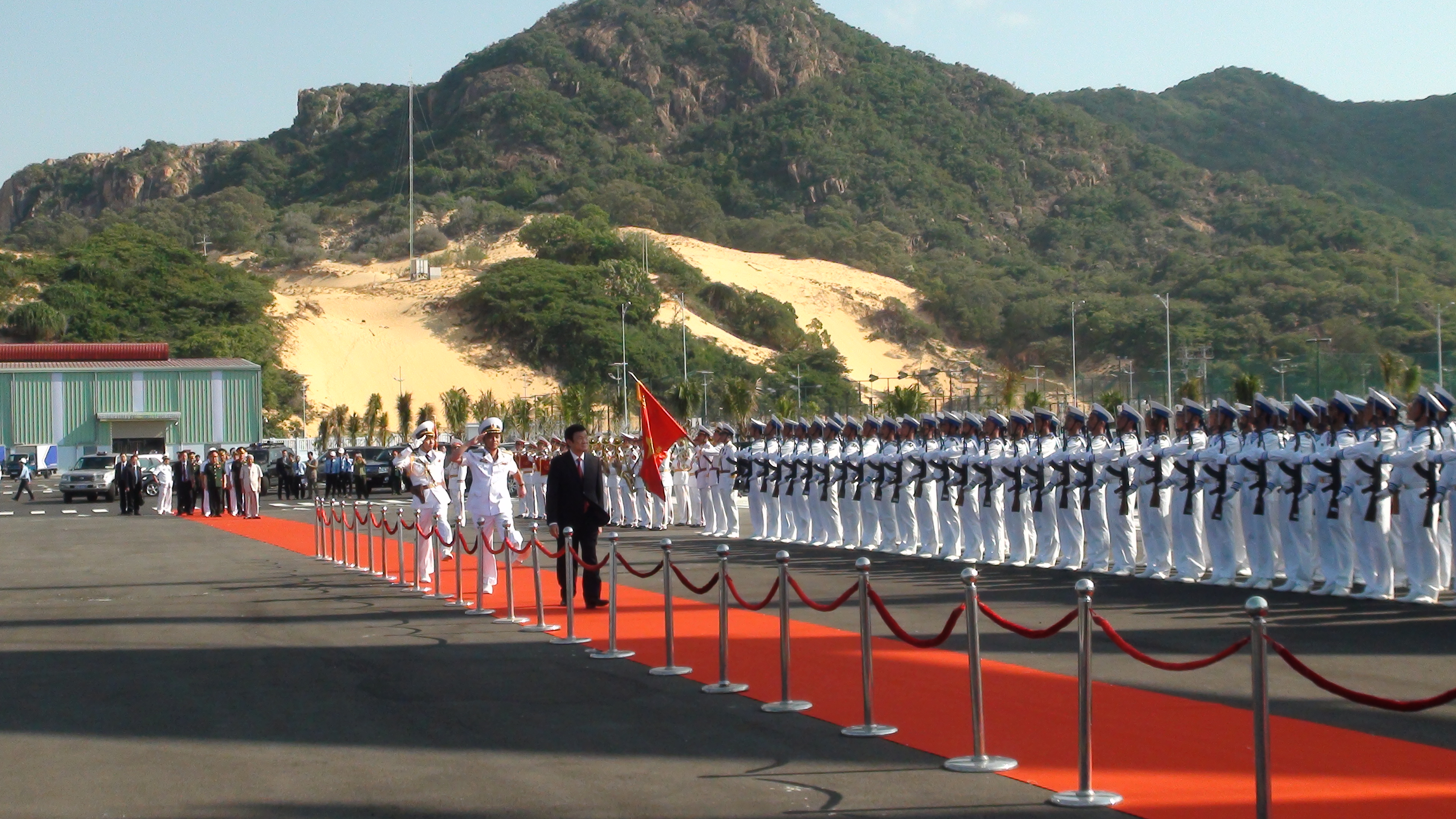 State President Truong Tan Sang at the grand opening ceremony of the Cam Ranh international port in Khanh Hoa Province, Vietnam, March 8, 2016. Photo: Tuoi Tre.