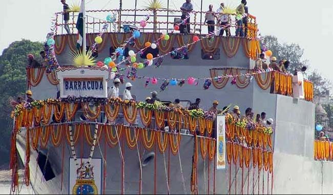 Warship Barracuda docked in Kolkata. (Image: Garden Reach Shipbuilders and Engineers Ltd)