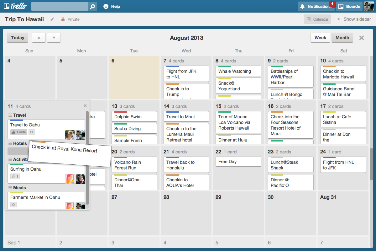 Trello sample window.