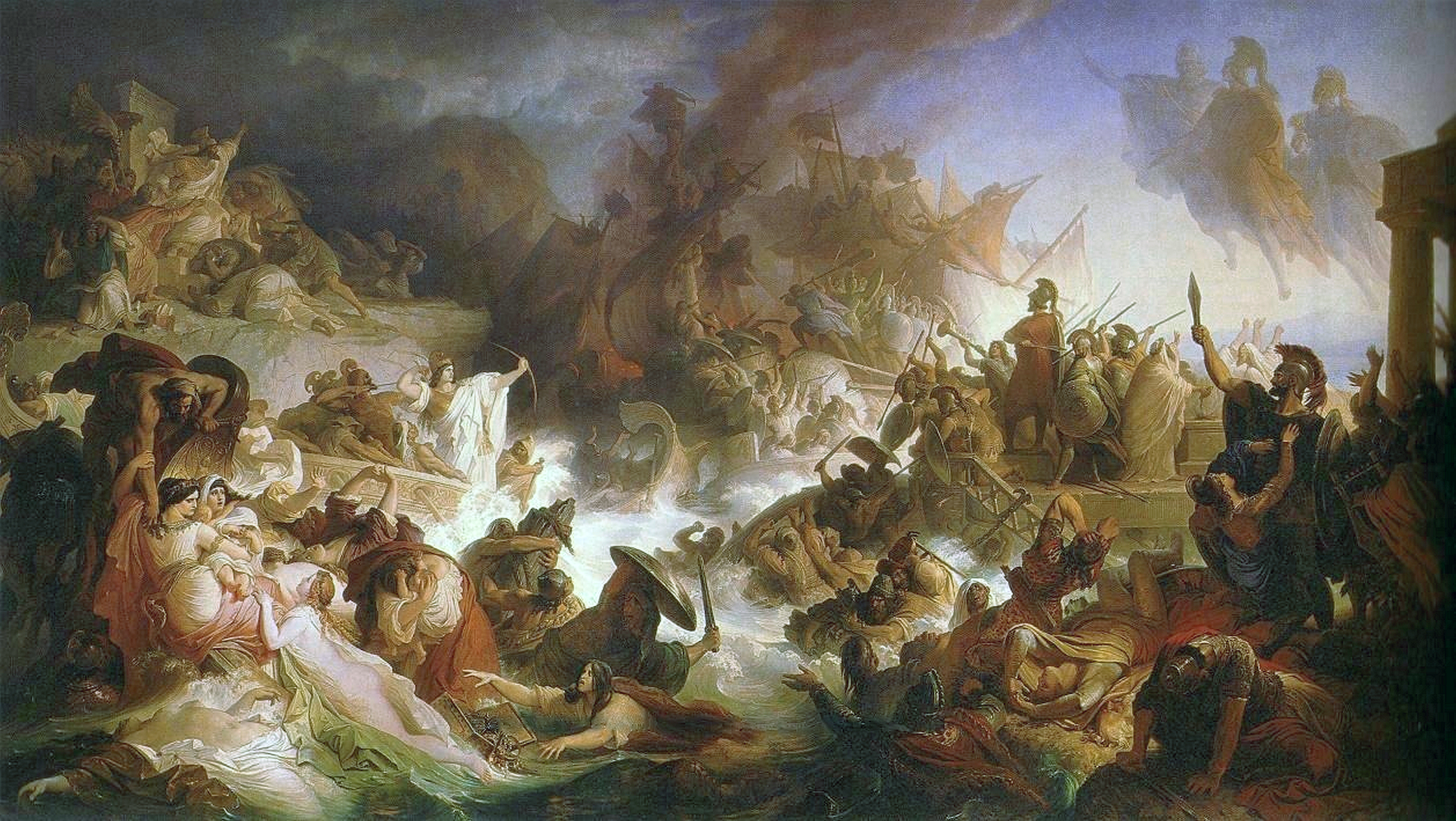 The Battle of Salamis was crucial in deciding the direction of the Greco-Persian Wars. Above, Wilhelm von Kaulbach's romantic painting of the Battle of Salamis. (Creative Commons)