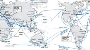 Chokepoints and popular world trading routes illustrate the complicated nature of the maritime domain. (Atlantic Council)