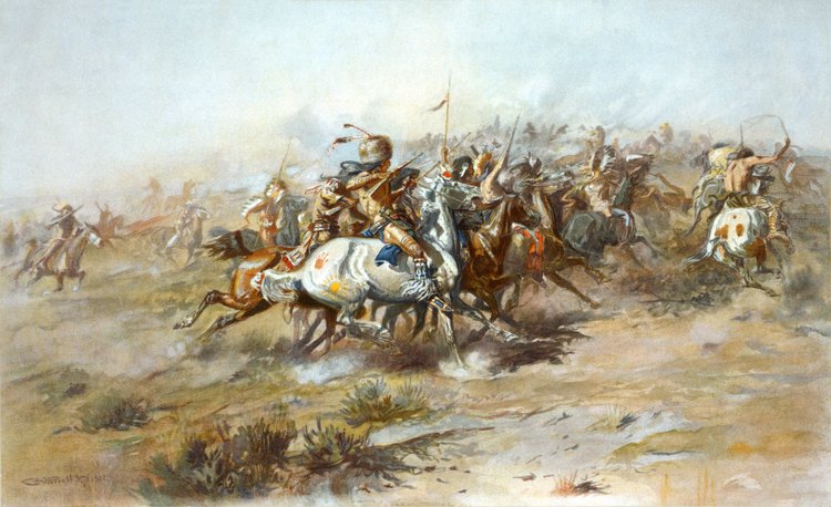 The Custer Fight" by Charles Marion Russell. (Public Domain)