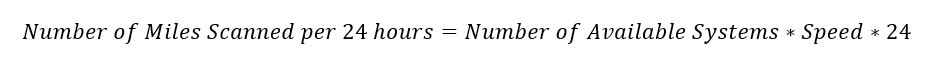 Number of Miles Scanned per 24 hours=Number of Available Systems*Speed*24