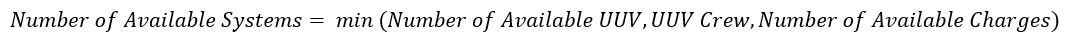 Number of Available Systems= min⁡(Number of Available UUV,UUV Crew,Number of Available Charges)