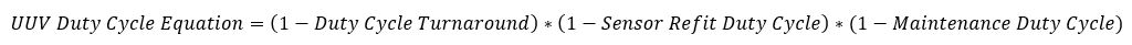 Number of Available UUV=((Number of Available UUVs by Day+Number of Available UUVs by Night)*UUV Duty Cycle)/2