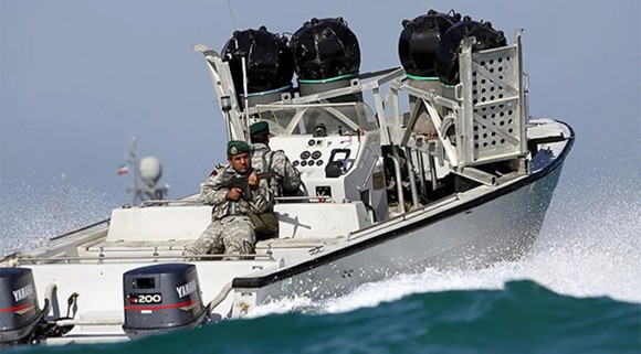An IRGCN minelaying boat. (Photo courtesy of Fars News Agency)
